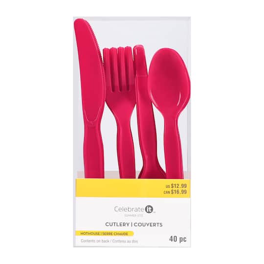 Hothouse Pink Plastic Cutlery Set by Celebrate It™